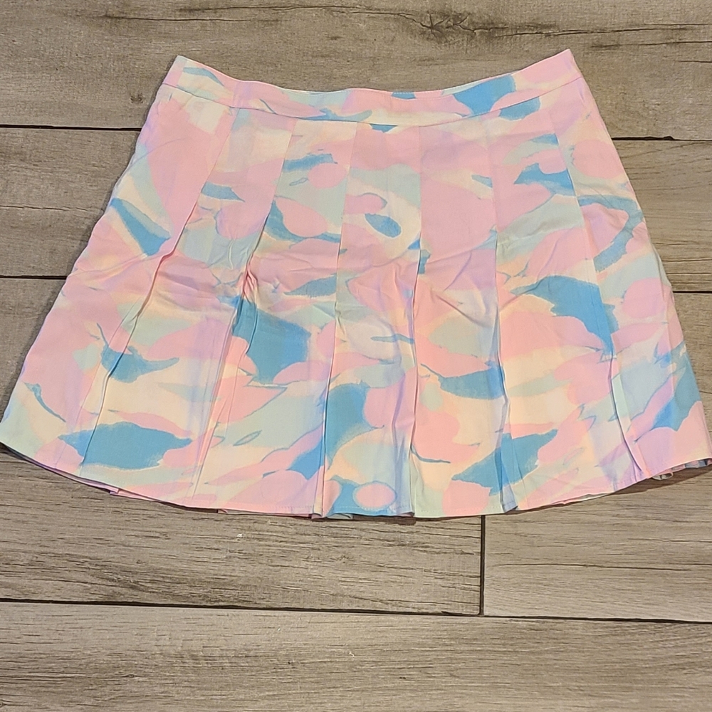 πBP watercolor print pleated Mini skirtπ